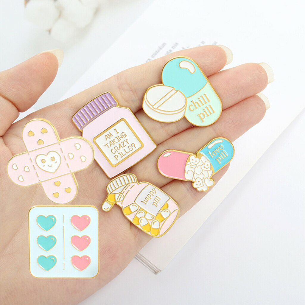 6x Cute Alloy Brooch Pins Band Aid Corsage Scarf Clips Women Party Jewelry