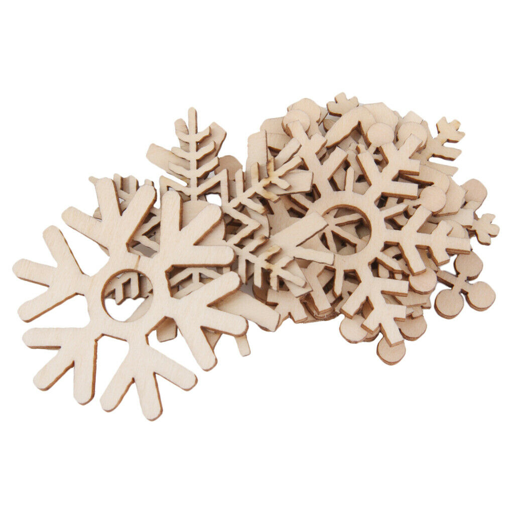 10pcs Assorted Snowflake Shapes Wooden
