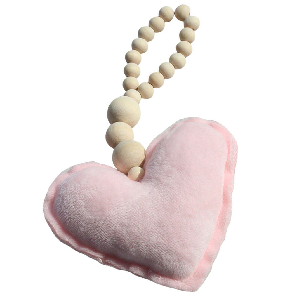 Beaded Pink Heart Pendant Wall Hanging Ornament for Kids Bedroom Decoration