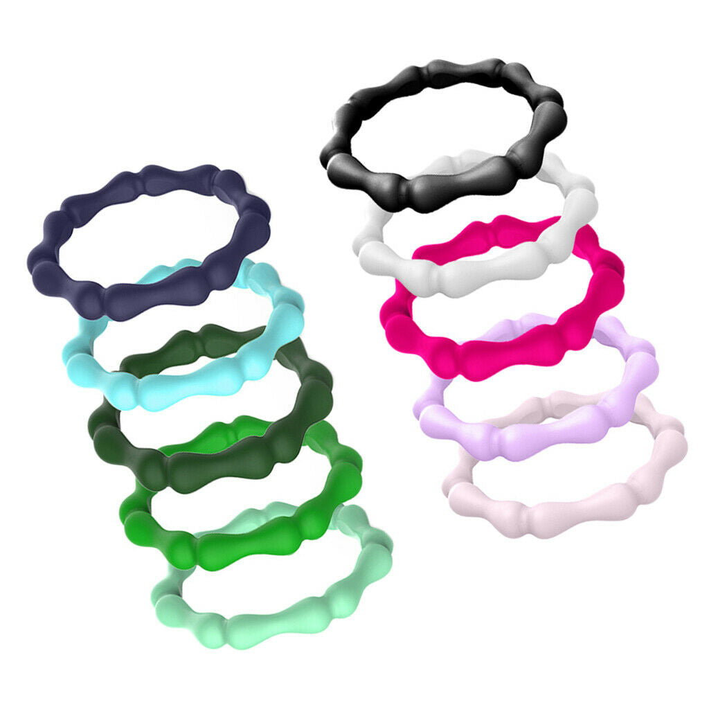 10x Silicone Rings Premium Fashion Forward Stackable Finger Ring 8