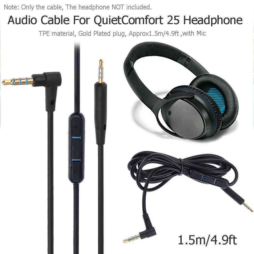 1.5m Audio Cable with Mic 2.5mm Male to 3.5mm Male for Bose QC25 Headphone @
