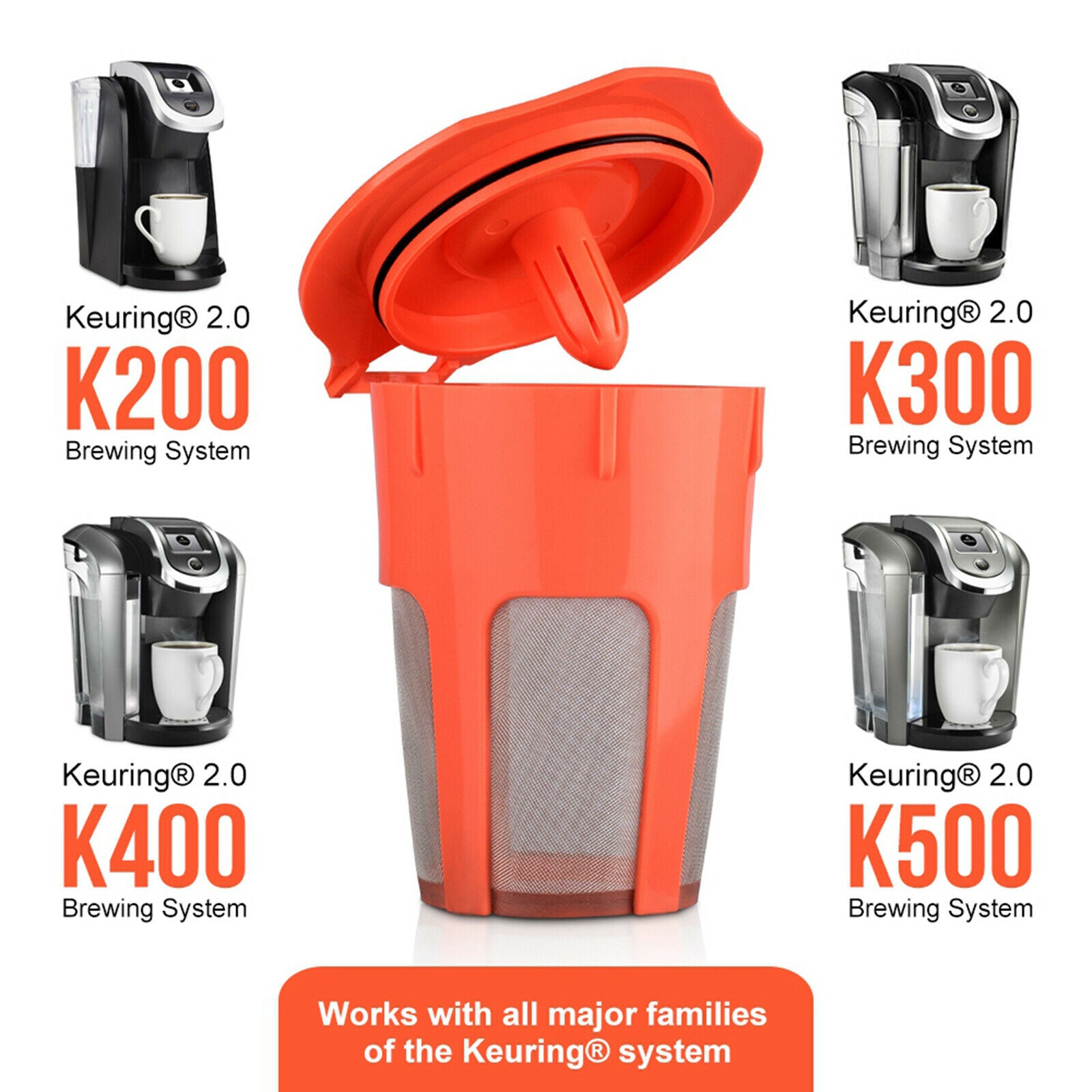 2x Coffee Reusable K Cups Refillable for Cafe Bar for K500 K400 K300 K200