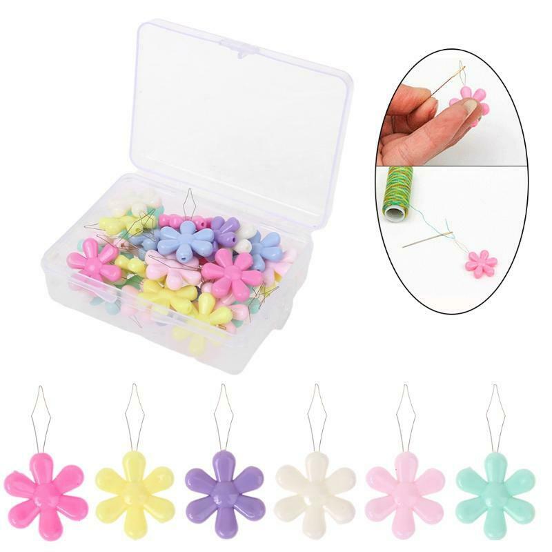 30pcs Flower Shape Wire Loop Needle Threaders for Cross Stitch Sewing Needlework