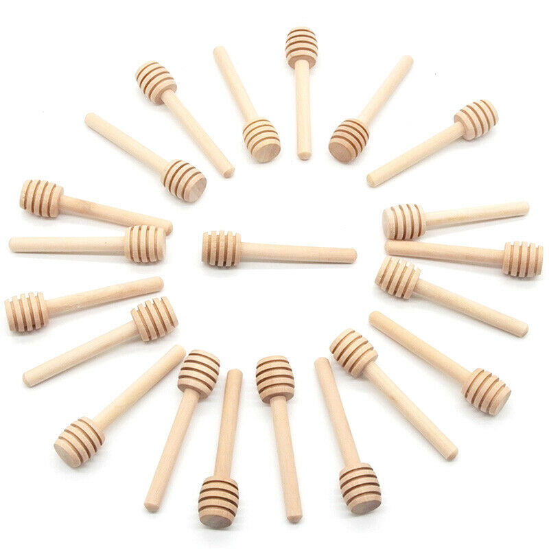5Pcs 8cm Long Handle Wood Honey Stir Bar Practical Honey Mixing Stick Jar SpFCA