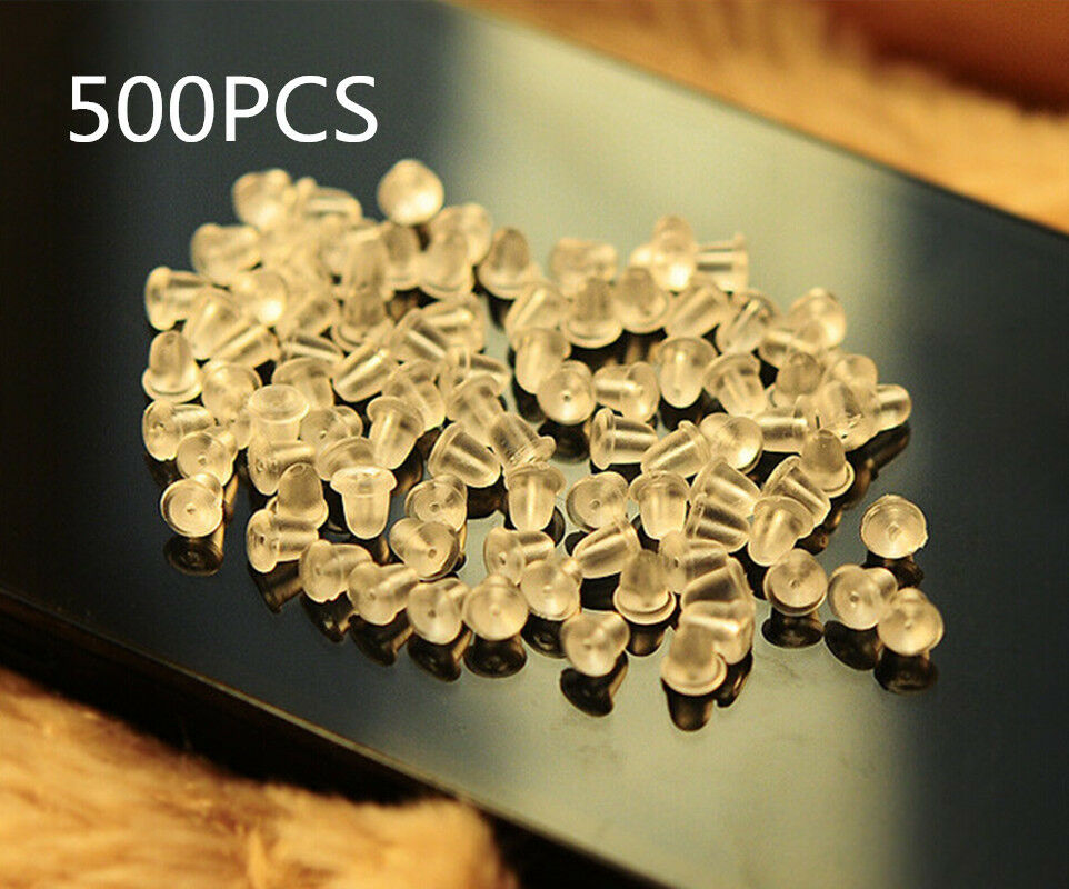 500PCS Lot Silicone Ear Post Nuts Earring Back Plugs Stoppers Jewelry Findings