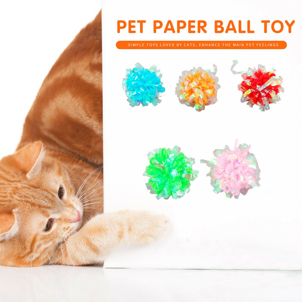 Cat Crinkle Paper Ball Rustle Sound Cat Scratching Interactive Toys Random @