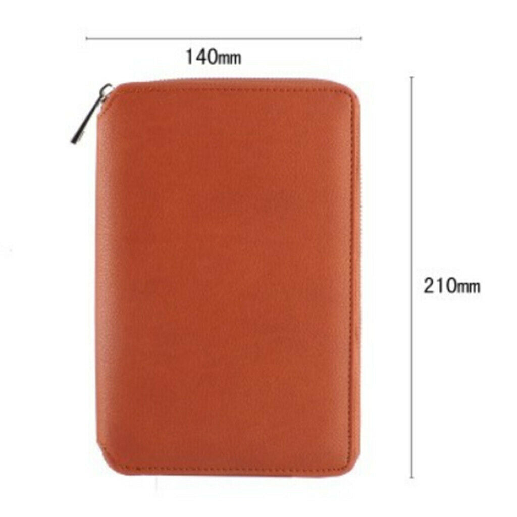 Leather Zipper Padfolio with Replaceable Loose-leaf Paper 80 Sheet Brown
