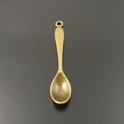 13 pcs Retro Bronze Alloy Mini Spoons Necklace Charm Pendants Findings 50*11*6mm