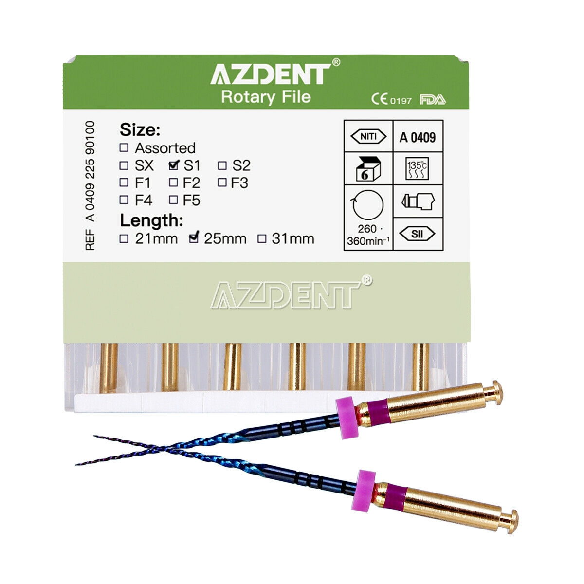 10X Dental Rotary Heat Activated Canal Root Endodontic Files Engine Use 25mm,S1