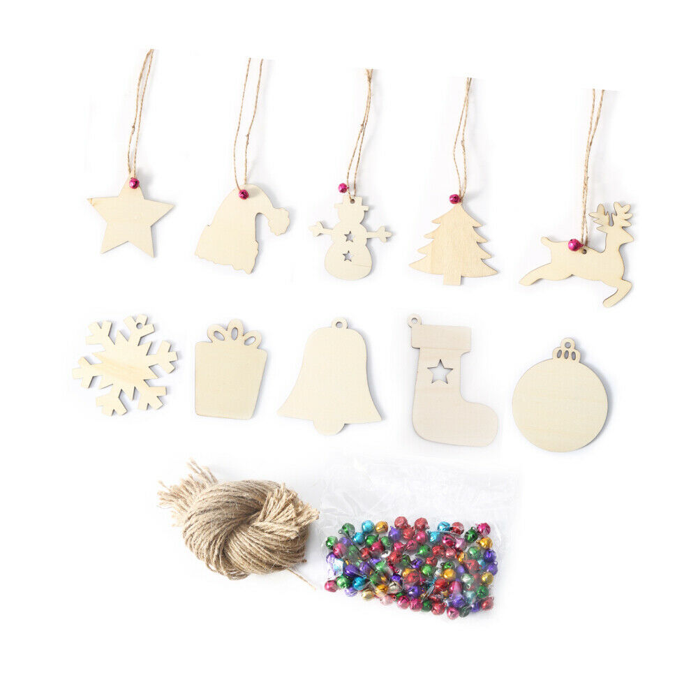 Unfinished Wooden Ornaments Christmas Wood Board Pendant Hanging DIY Decors New