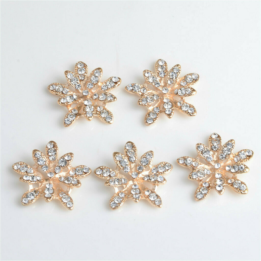 10pcs Metal Crystal Flower Buttons Jewelry Making Findings Accessories 25mm