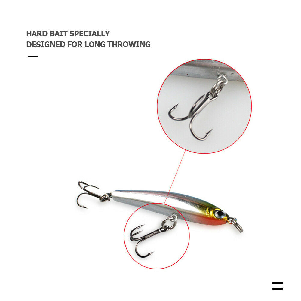 5pcs Fishing Lures 3.5g 5cm Minnow Lure Hard Bait Crankbait Wobbler Tackles @