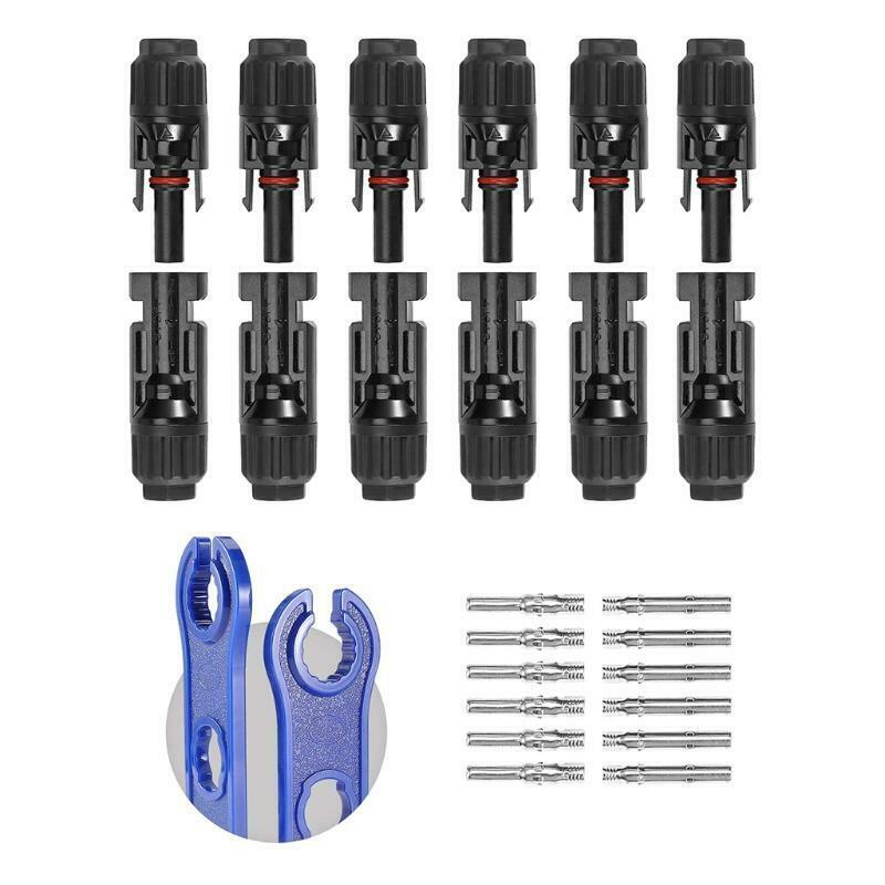 12 Pcs Solar Connectors with Spanners Solar Panel Cable Connectors 6 Pairs Parts