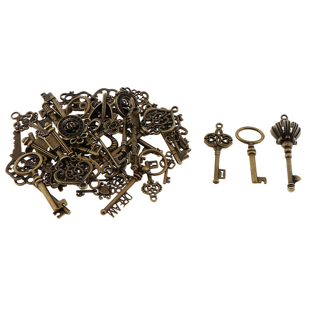 46X Alloy Key Skeleton Beads Bronze Charms Pendants