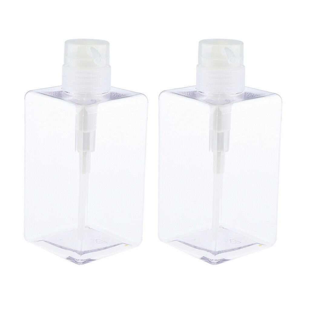 Empty Shampoo Conditioner Pump Bottle Refillable Container 450ml Clear 2pcs