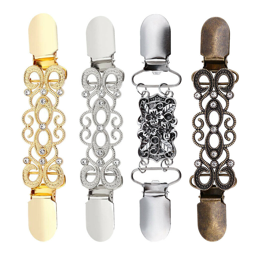 4 Pieces Rhinestone Sweater Clip Duck Buckle Clips Cardigan Clip Collar Clips