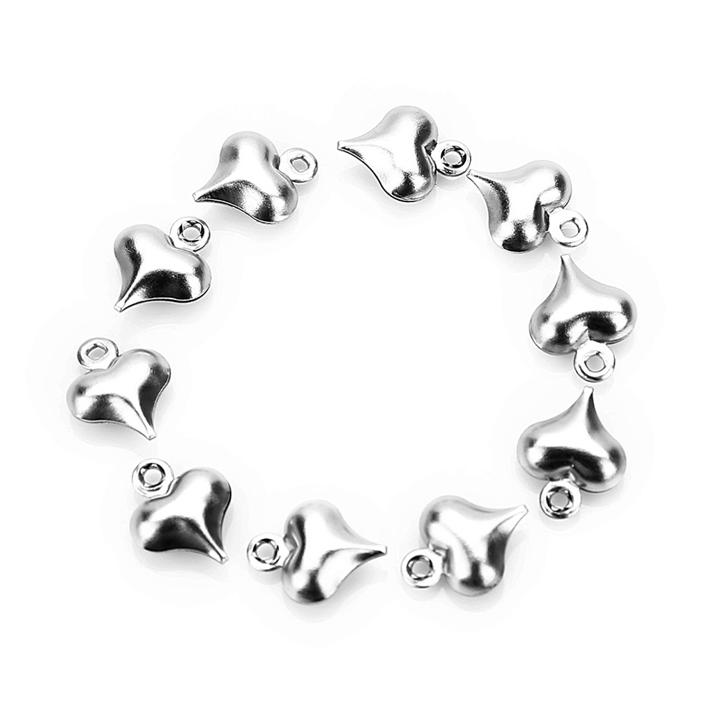 50pcs Smooth Heart Charms Dangles Anklets for Jewelry Findings Earrings