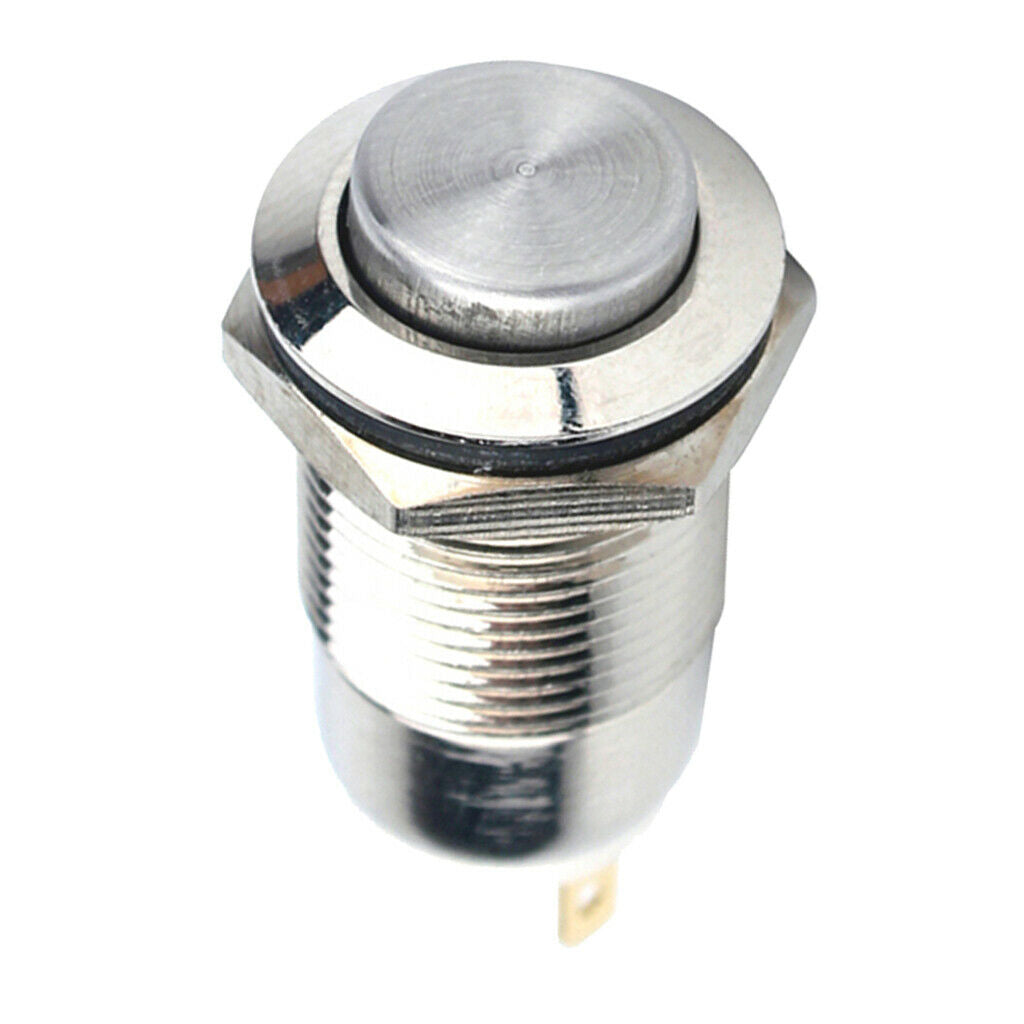 12mm 36V/2A Latching Metal Stainless Push Button Switch ON/OFF Flat 2-pins