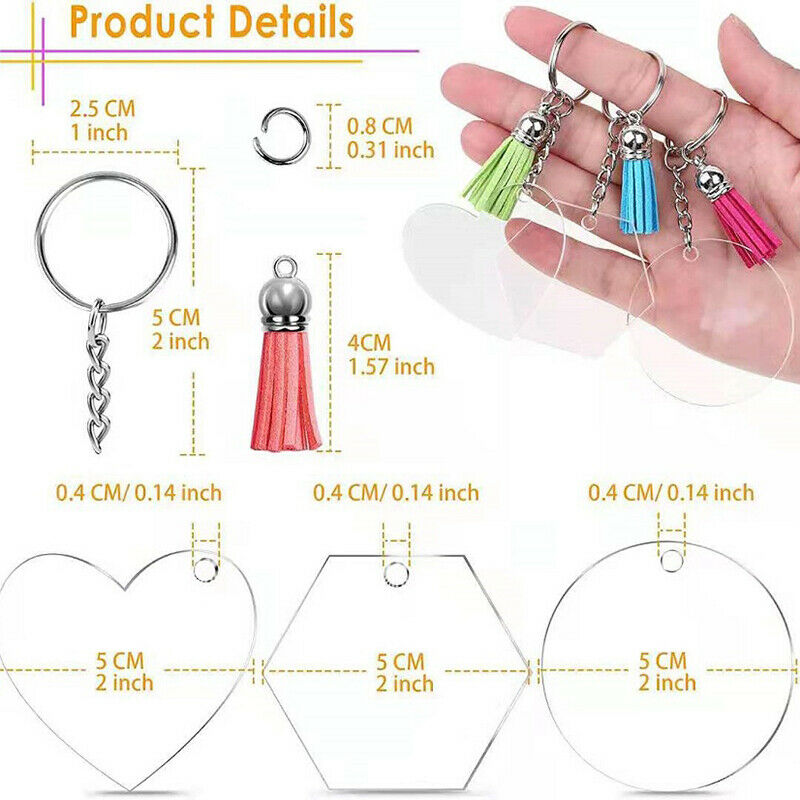 Acrylic Keychain Blank Transparent Ornament Pendants and Round Keychain Tass JY