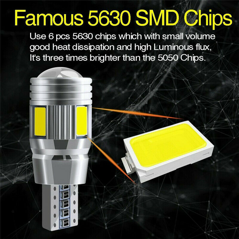 10Pcs White T10 LED Interior Map Lamp Car Trunk License Plate Parking Light Bulb