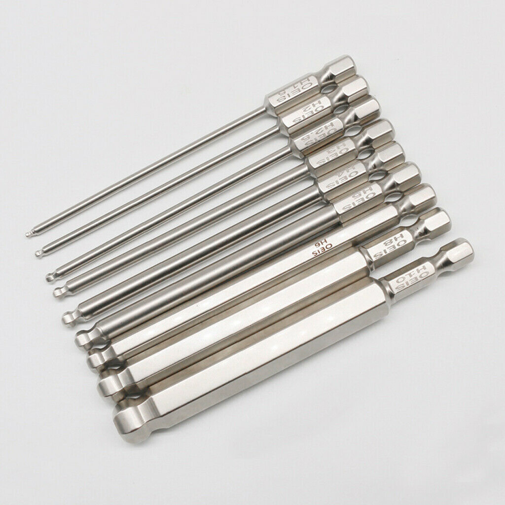 9pcs Magnetic Hexagon Screwdriver Bits Set H1.5-10 Spherical Hand Tools