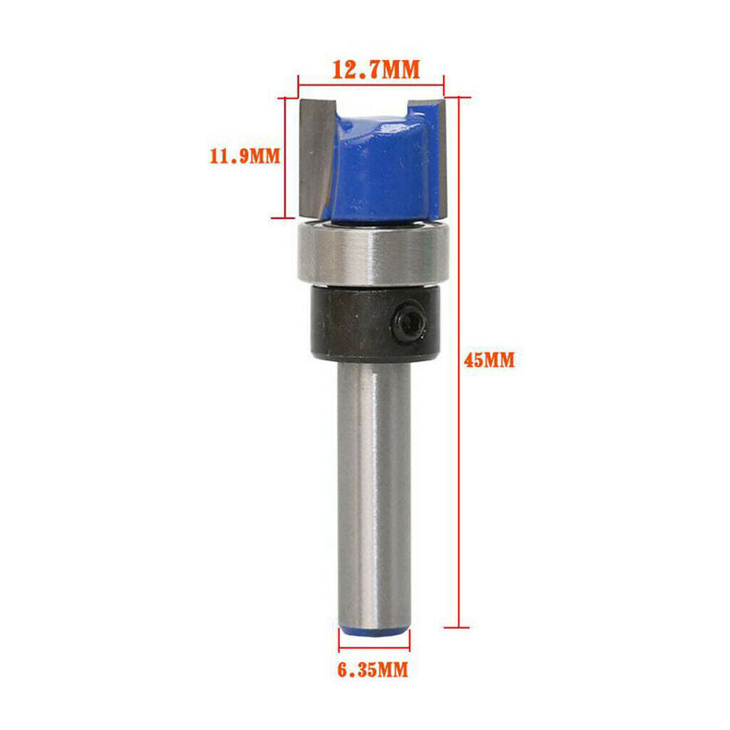 3x Upper Rod Flush Bearing Trim Router Wood Cutter 12.7x11.9mm