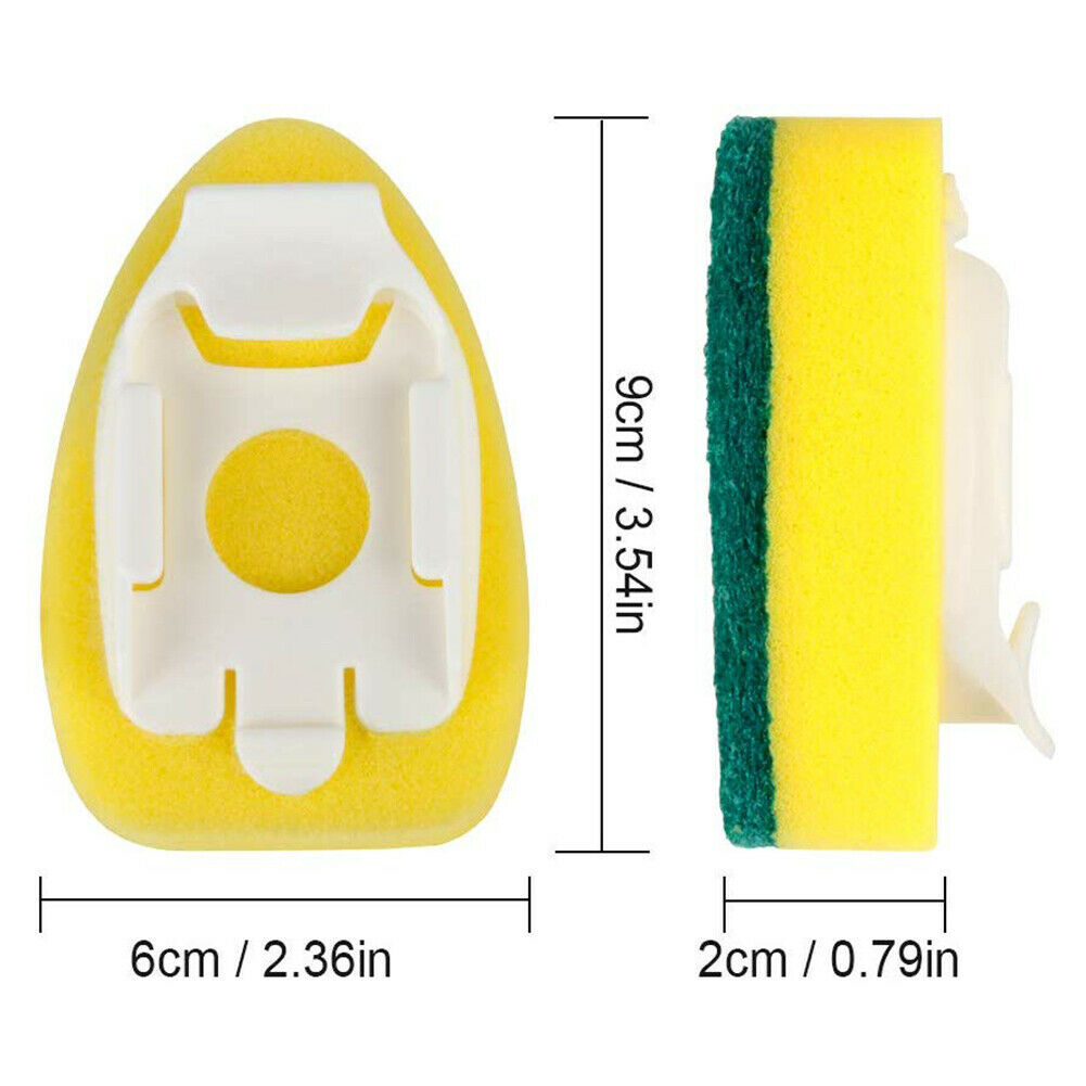 8Pcs Dishwand Refill Head Sponges Dish brush W/Soap Dispenser Strong Stick Force