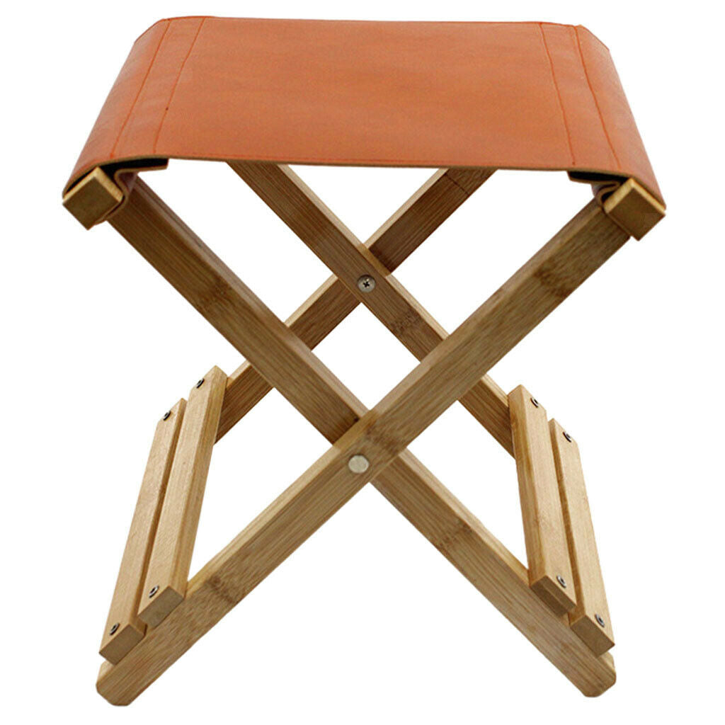 Wooden Leather Folding Chairs Leather Mazar Easy to Carry for Family Fishing