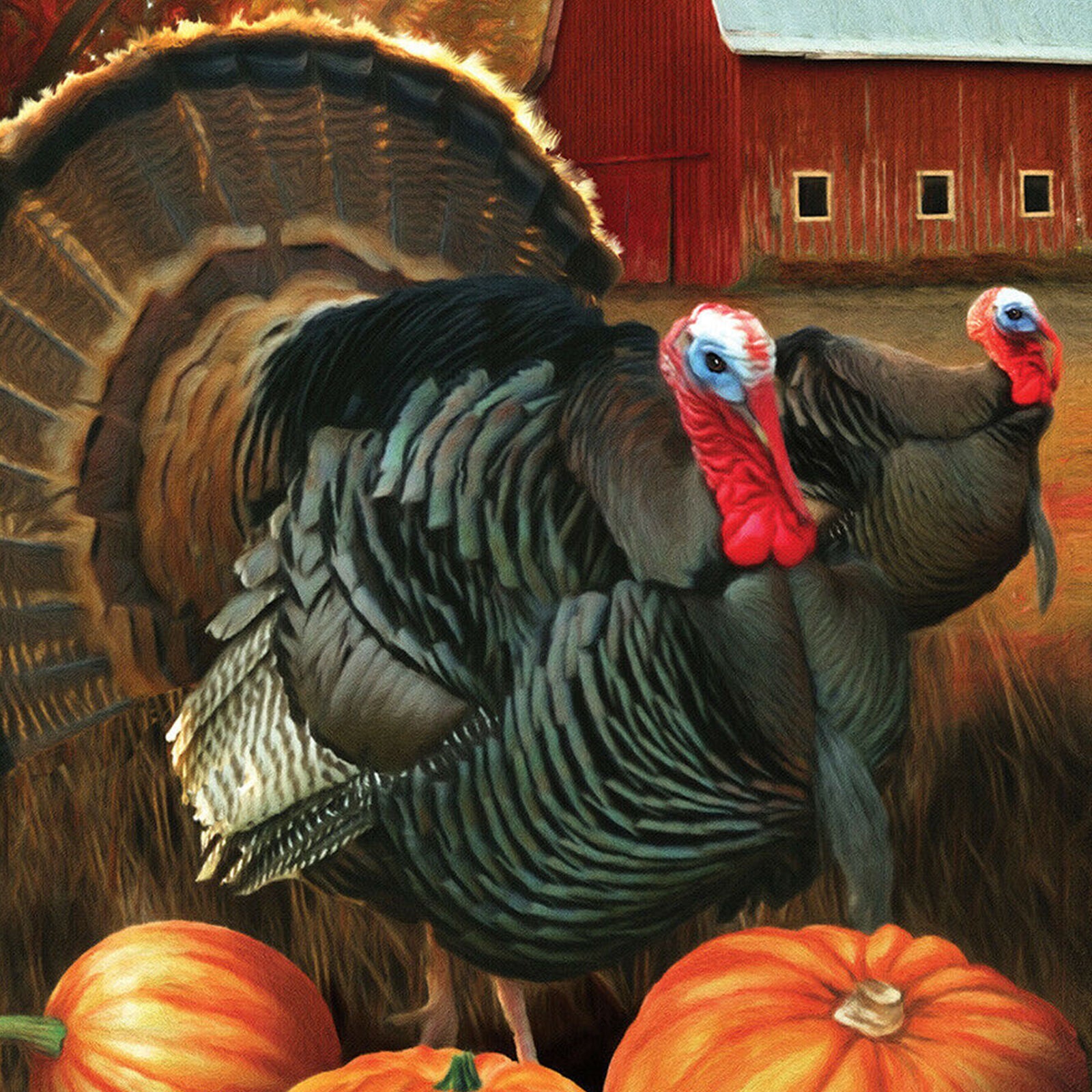 Autumn Turkeys House Flag Fall Nature Tom 28" x 40" Briarwood Lane New