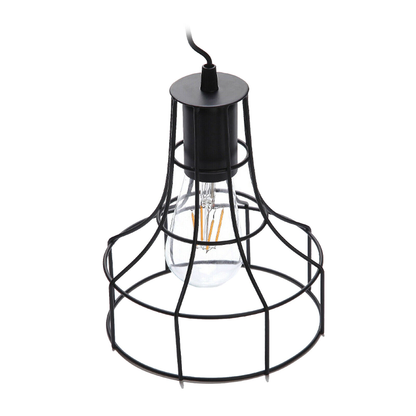 Solar LED Pendant Light Outdoor Hanging Lamp Bulb Metal Shade for Yard Patio