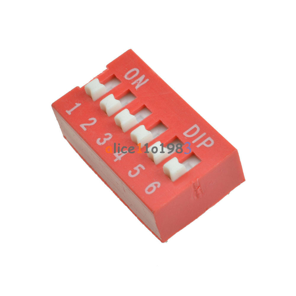 5PCS Red Slide Type Switch Module 2.54mm Pitch 6-Bit 6 Pin DIP Position Way