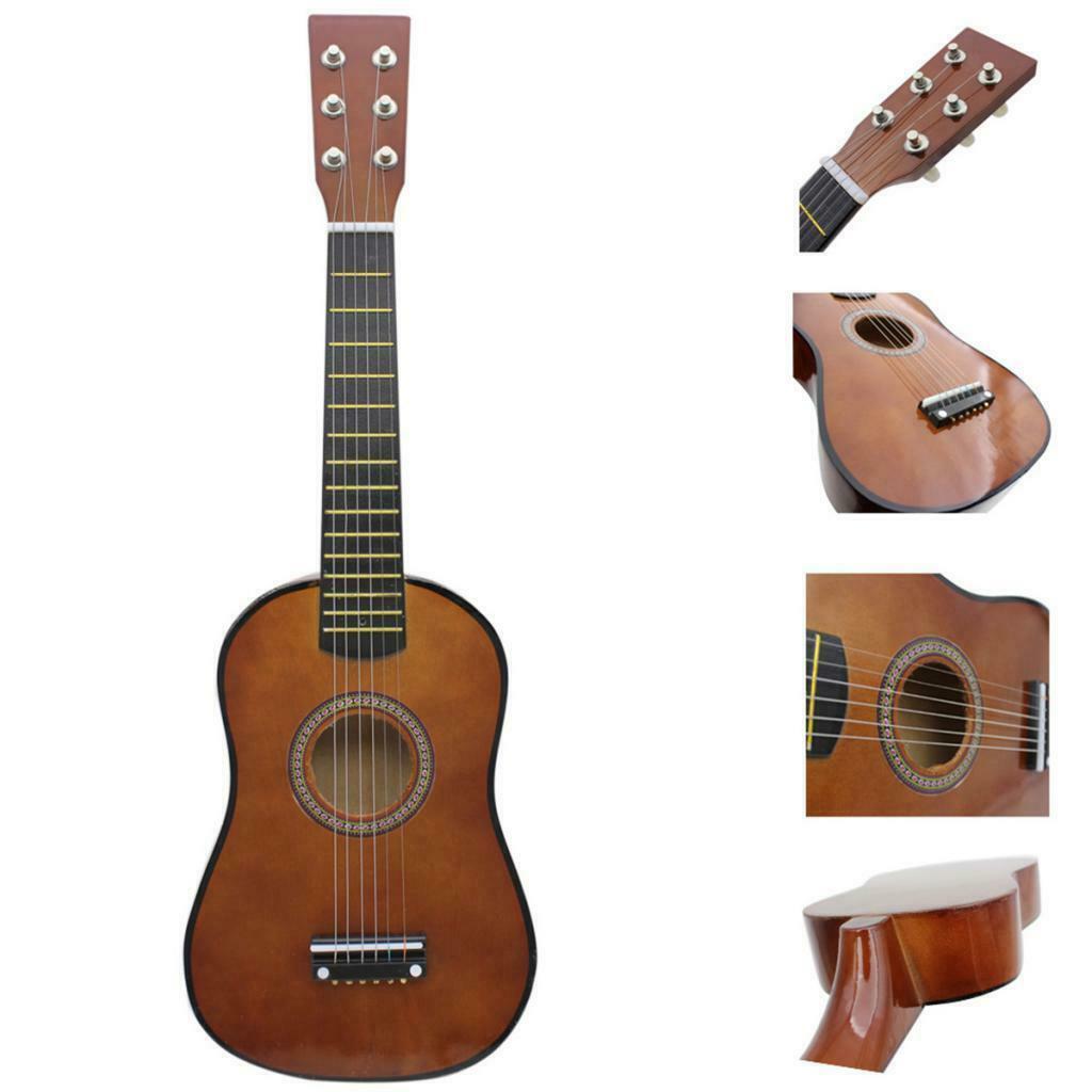 23inch 6 String Acoustic Guitar for Children Kids Educational Toys Coffee