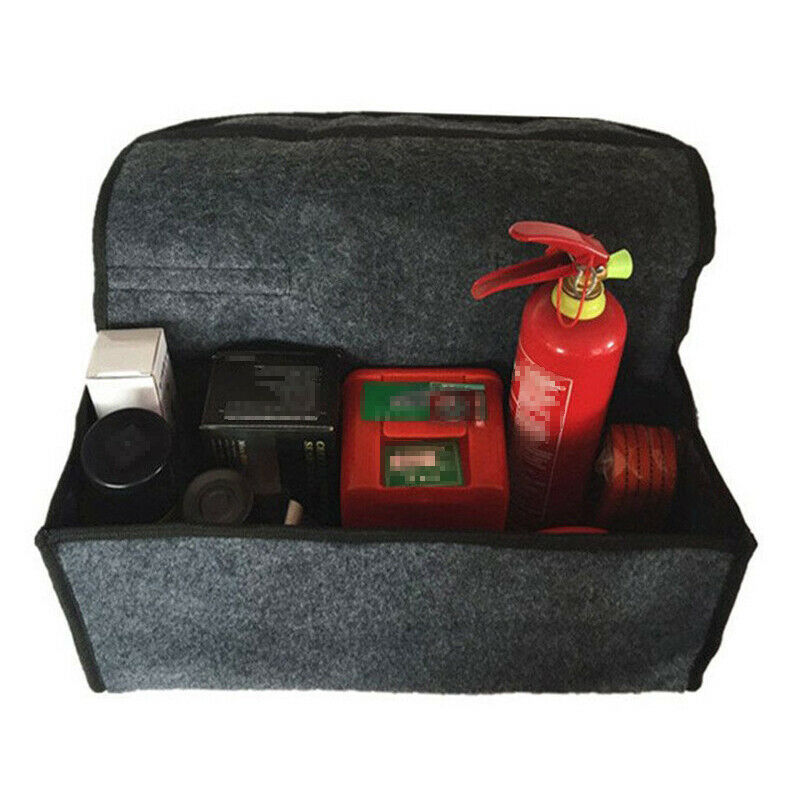 Car Trunk Foldable Cargo Organizer Felt Bag Storage Pocket Box Case Black + Red