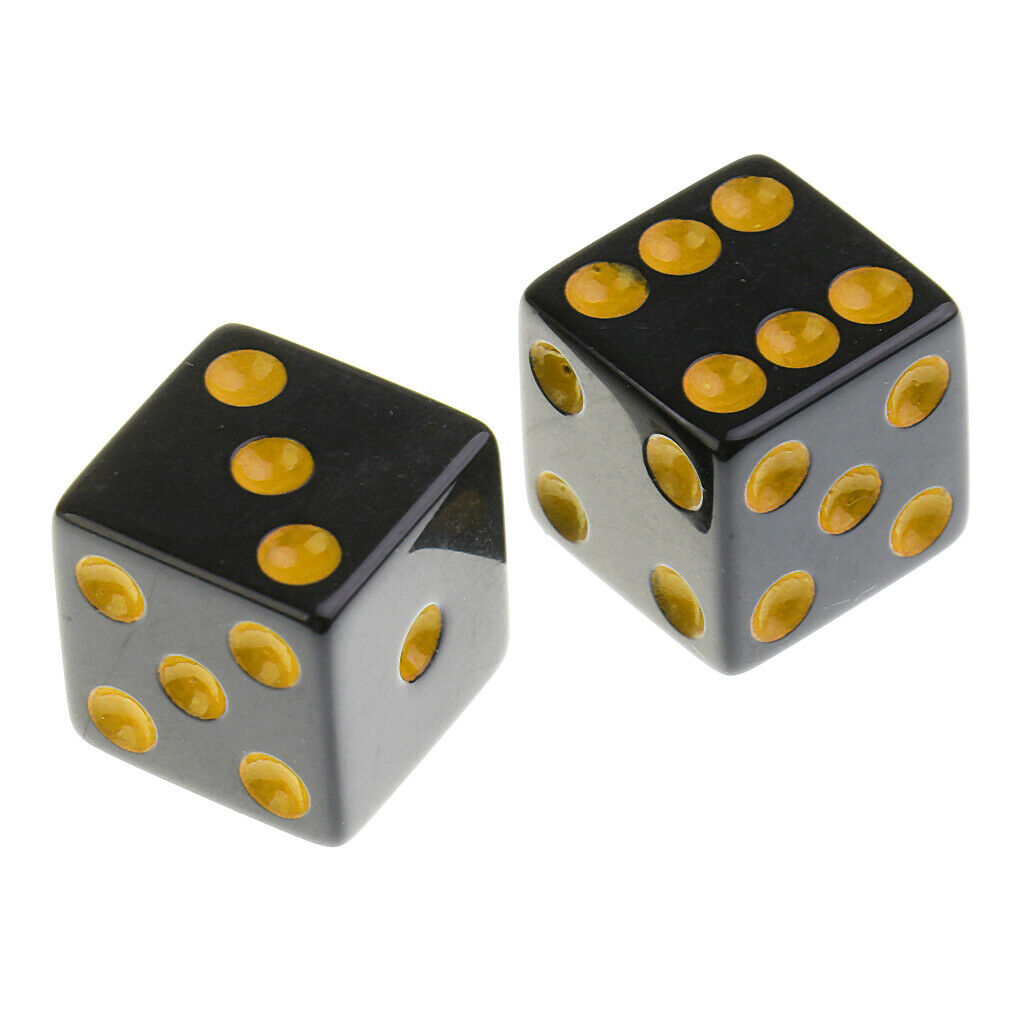 Set of 10 Six Sided Opaque D6 16mm Standard Dice Die Black with Yellow Pips