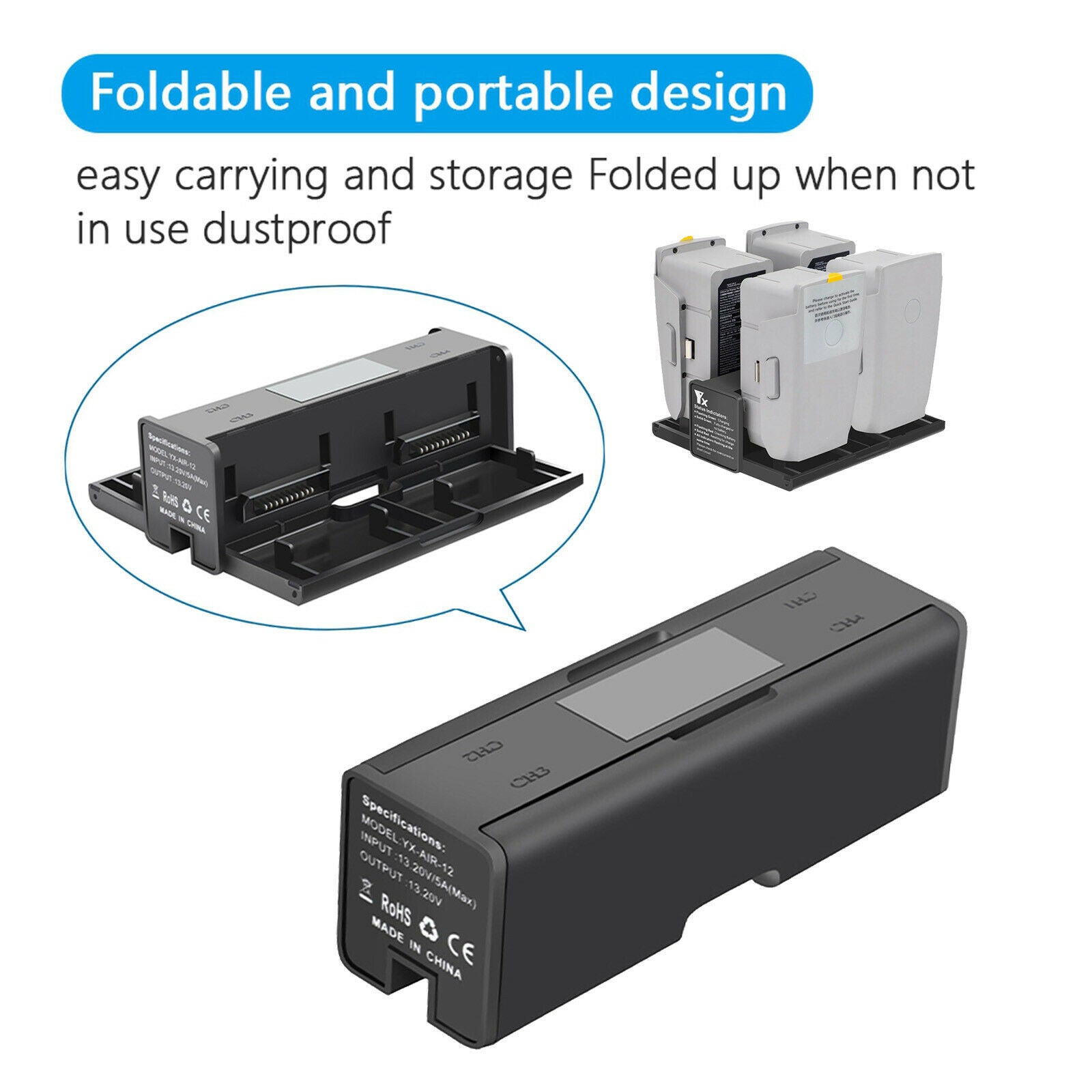 Foldable Battery Charging Hub Suitable for DJI Mavic Aria 2 / Aria 2S