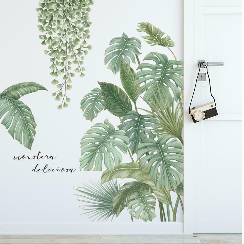 New Tropical Plants Leaves Wall Stickers Home Children Room Green Plant Stickers