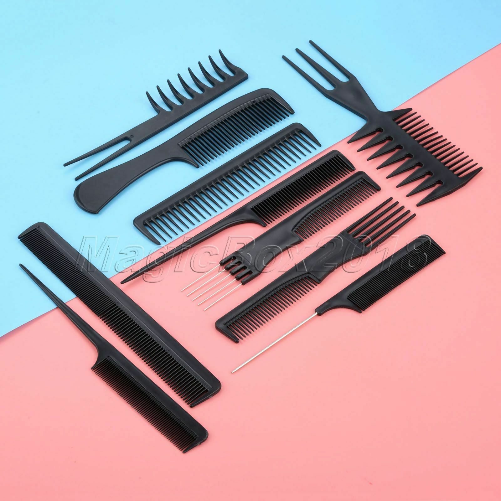 10Pcs/Set Hairdressing Comb Brush for Salon Barber Hair Styling Dyeing Cutting