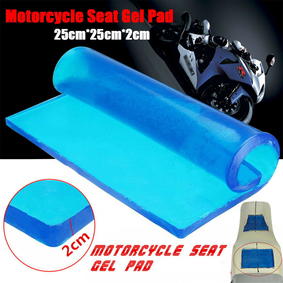 DIY Modified 2cm Thickness Gel Pad Motorcycle Seat Cushion damping pad 25x25cm