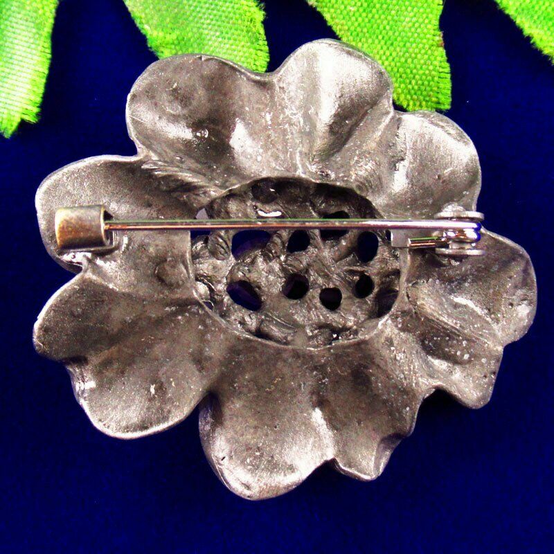 Natural Brazil Amethyst Beads Rhinestone Alloy Enamel Flower Brooch BL-79