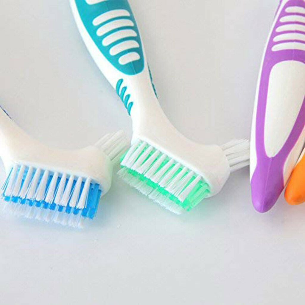 4x Denture Dedicated Brushes Food Residue Removal Oral Care Toothbrush