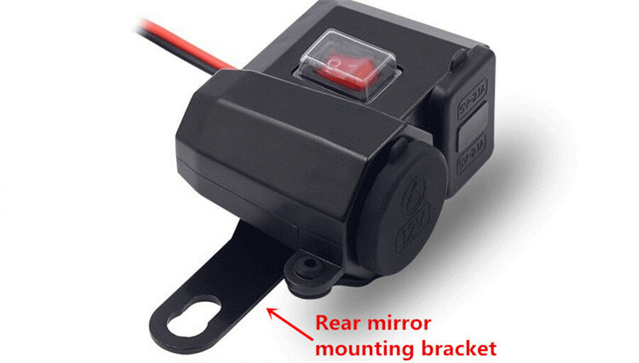 Motorcycle 12V Dual USB Power Port Blue LED Charger For Scooter ATV Waterproof