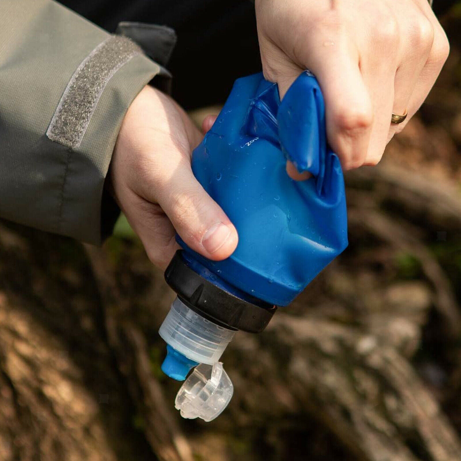 Outdoor Survival Water Bottle with Filter Personal Purifier Filtration Gear