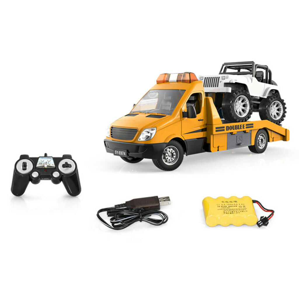2.4Ghz RC Truck Road Wrecker Toys Construction Transporter Kids Gift for Boy