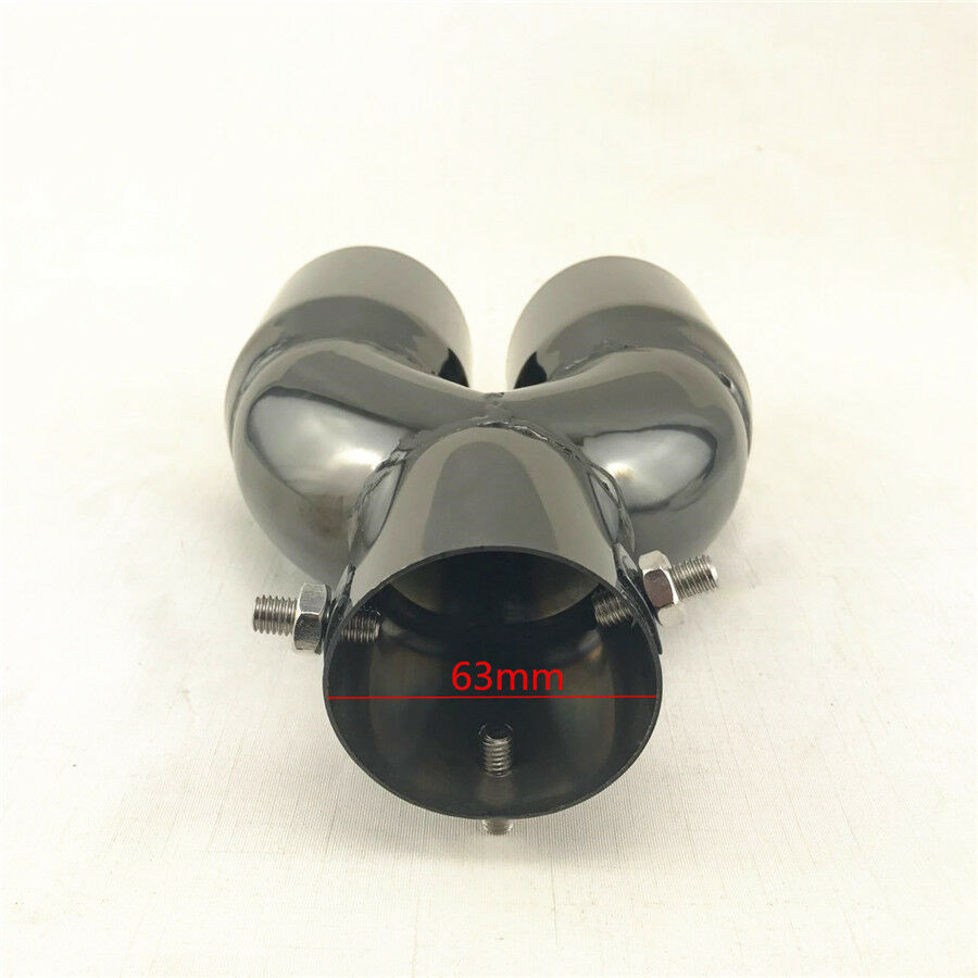 2.5"Inlet Round Dual Exhaust Tip Stainless Steel Car Muffler Tail Pipe Universal