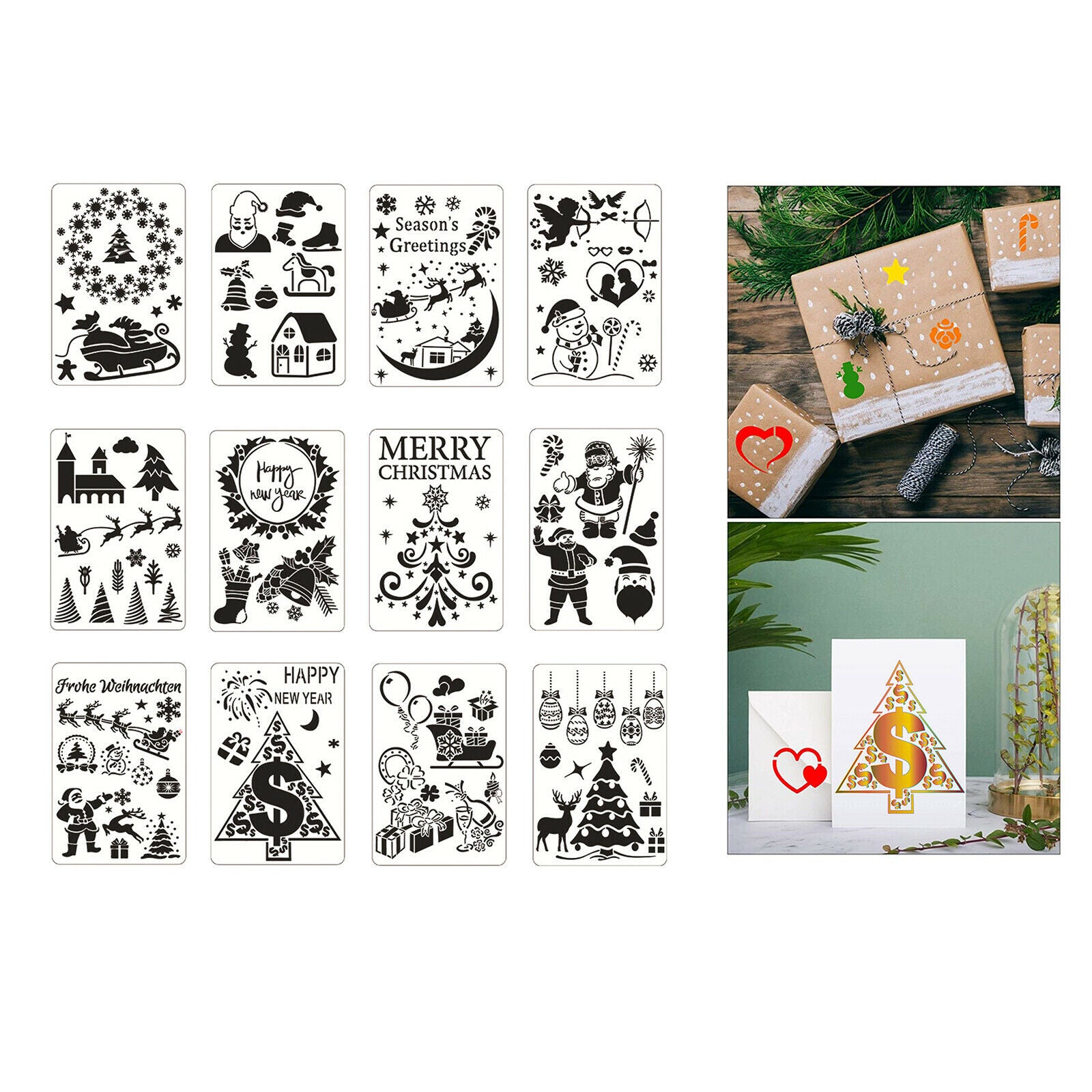12x Christmas Stencils Christmas Tree Template Planner Cake Body