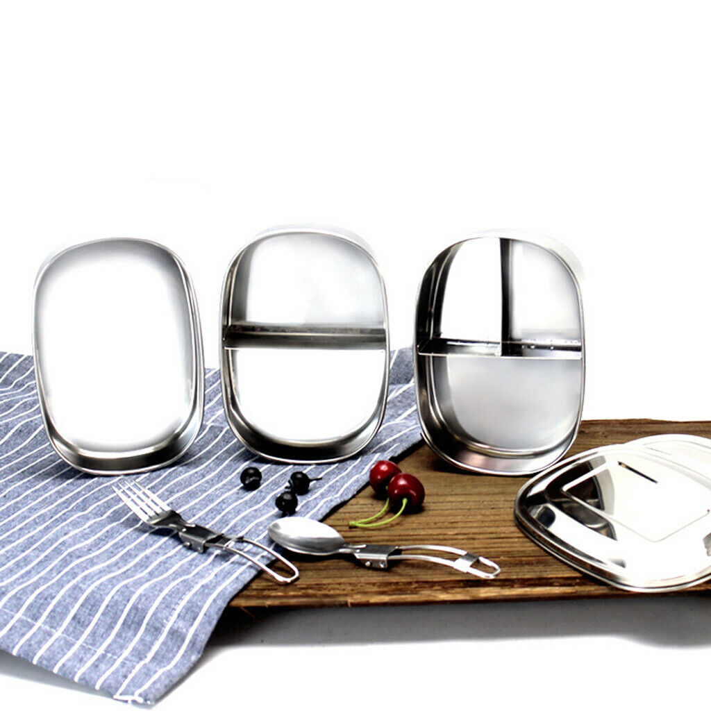 Stainless Steel School Lunch Box School Tiffin Picnic Food Container 3 Grid