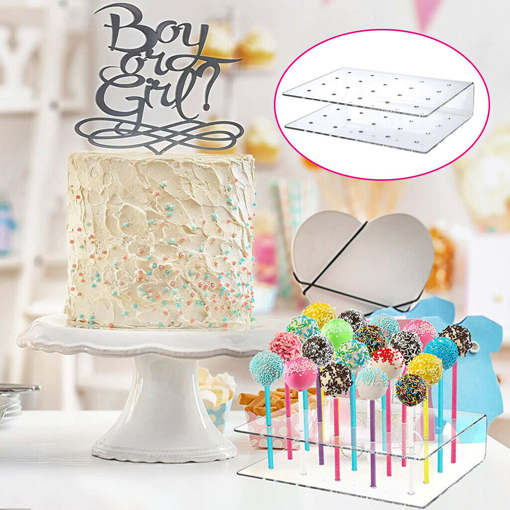 2 Pieces Transparent 20 Holes Acrylic Lollipop Stand Rack for Family Party