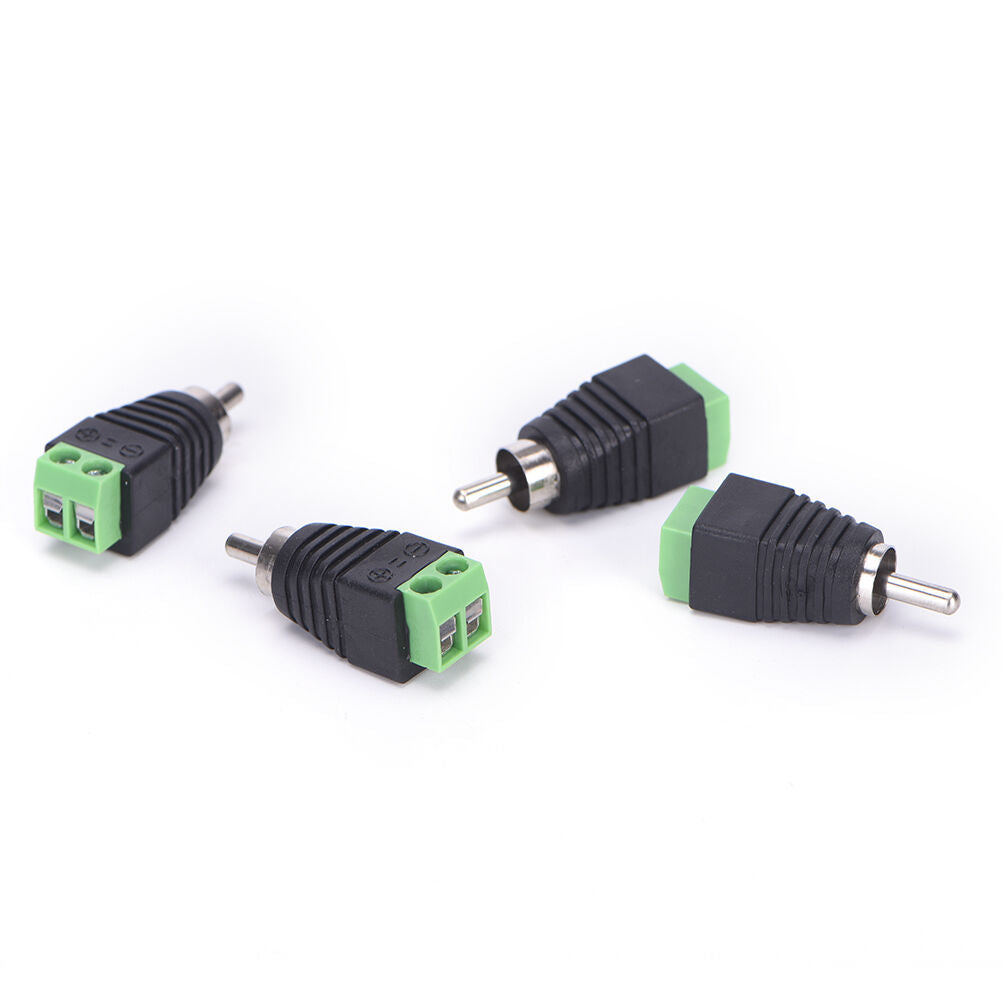 4 pcs Speaker Wire cable to Audio Male RCA Connector Adapter Jack Plug.l8