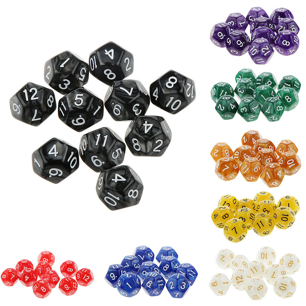 10 Pack of Twelve Sided Dice D12 Playing D&D RPG Party Games Dices Red