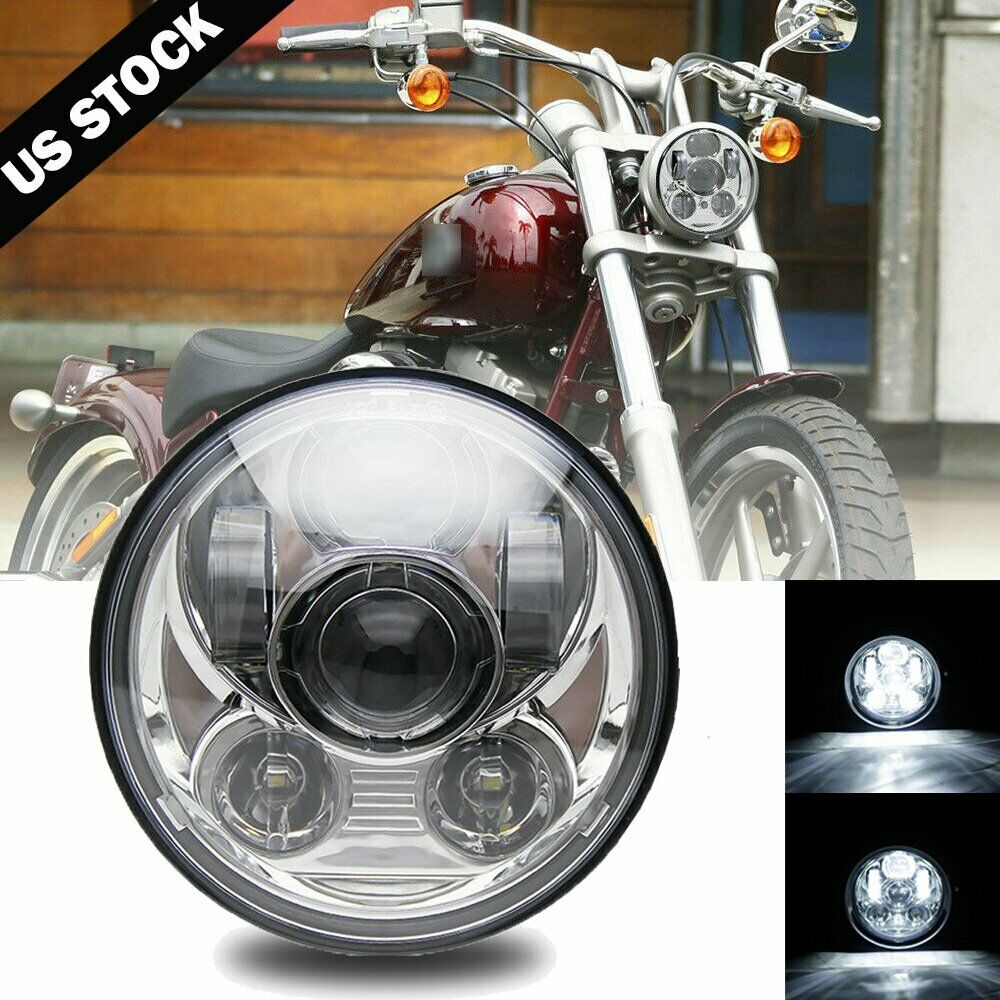 Brightest 5-3/4" 5.75" inch LED Projector Headlight DRL for Motorcycle Motor